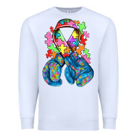 White autism awareness with boxing gloves Premium Sweatshirt - NancyCooperArtShop