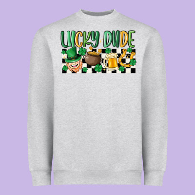 Lucky Dude Heavyweight Sweatshirt Designed By Maliassmallbusiness