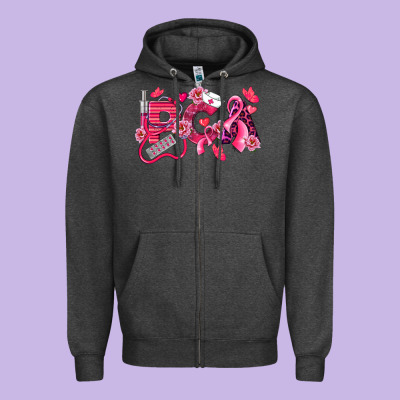 Pca Breast Cancer Patient Care Assistant Zipper Hoodie Designed By Lillyallendesigns