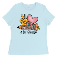 Peace Love 4th Grade Ladies Tee | Teevron
