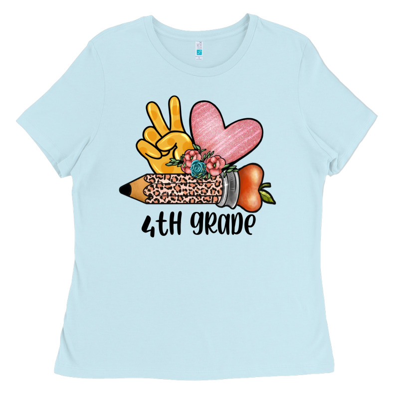 Peace Love 4th Grade Ladies Tee by JahusDesignShop | Teevron