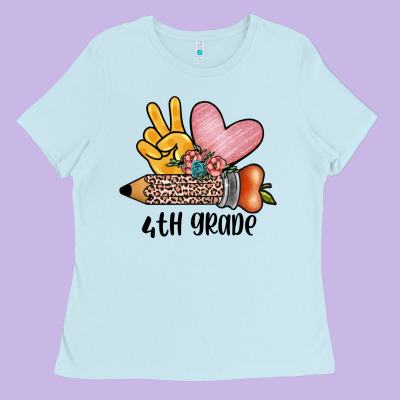 Peace Love 4th Grade Ladies Tee Designed By Jahusdesignshop