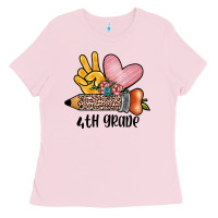 Bubblegum Pink peace love 4th grade Ladies Tee - JahusDesignShop