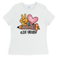 White peace love 4th grade Ladies Tee - JahusDesignShop