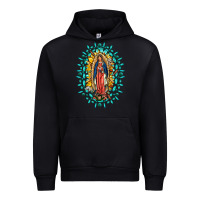 Black Our Lady Of Guadalupe Gemstone Sunflowers Urban Hoodie - FaDigitalArtStudio
