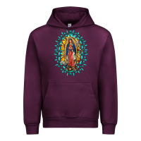 Mauve Wine Our Lady Of Guadalupe Gemstone Sunflowers Urban Hoodie - FaDigitalArtStudio