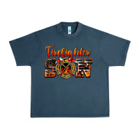 Midnight Navy American Flag Firefighter Son Urban Heavy Tee - LillyAllenDesigns
