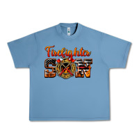 Pebble Blue American Flag Firefighter Son Urban Heavy Tee - LillyAllenDesigns