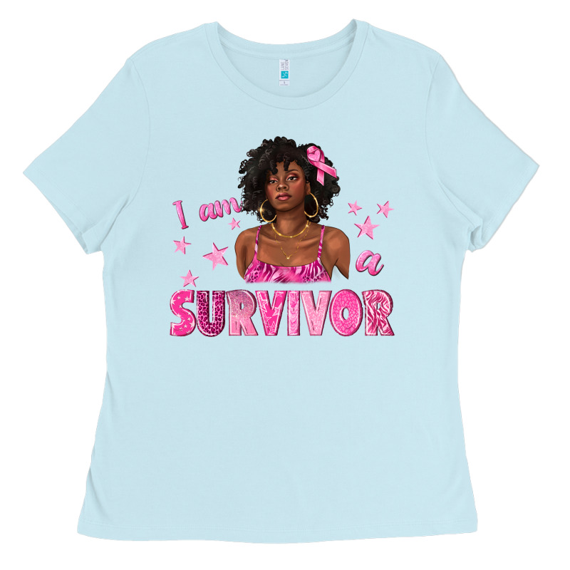 I Am A Survivor Breast Cancer With Afro Woman Ladies Tee by texasbilliewilder | Teevron