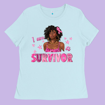 I Am A Survivor Breast Cancer With Afro Woman Ladies Tee Designed By Texasbilliewilder