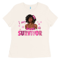 Bone I Am a Survivor Breast Cancer with Afro Woman Ladies Tee - texasbilliewilder