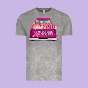 Truck In October We Wear Pink Vintage Tee Designed By Adodesignshop