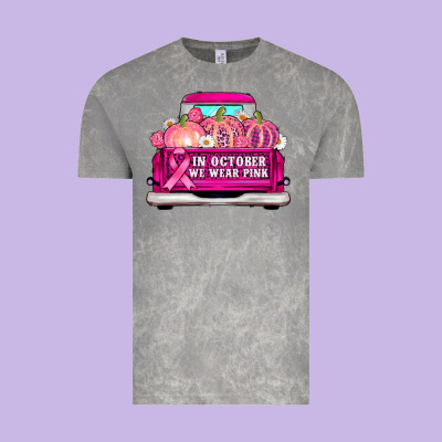 Truck In October We Wear Pink Vintage Tee Designed By Adodesignshop