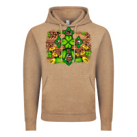 Vintage Coffee Western Shamrock Cross Leopard Background Vintage Hoodie - Artiststas