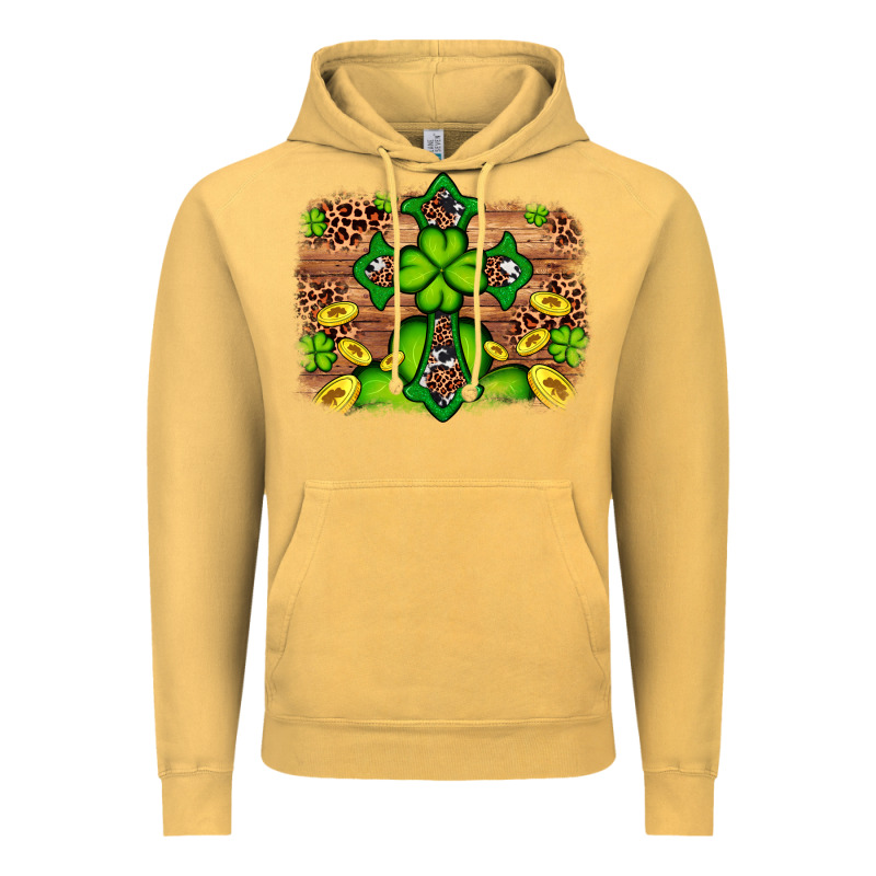 Western Shamrock Cross Leopard Background Vintage Hoodie by Artiststas | Teevron