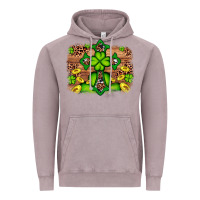 Vintage Zinc Western Shamrock Cross Leopard Background Vintage Hoodie - Artiststas