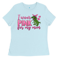 Baby Blue I Wear Pink For My Mom Ladies Tee - texasbilliewilder