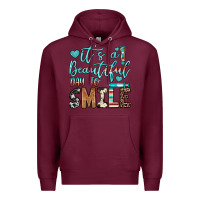 Burgundy it’s a beautiful day to smile Premium Hoodie - JahusDesignShop