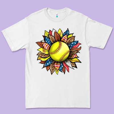 Softball Sunflower Premium Tee Designed By Hra Design Shop