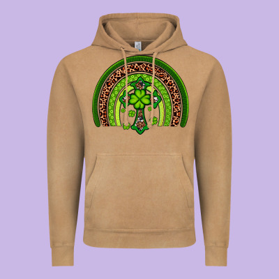 Western Shamrock Cross Rainbow Vintage Hoodie Designed By Artiststas