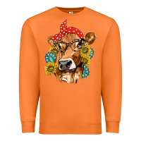 Carrot Western Cow with Sunflowers and Gemstone Premium Sweatshirt - texasbilliewilder