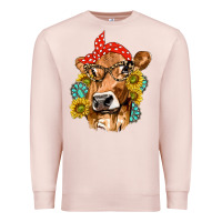 Western Cow With Sunflowers And Gemstone Premium Sweatshirt | Teevron