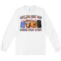 White can't talk right now doing mom stuff Long Sleeve Tee - MaliasSmallBusiness