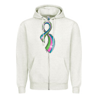 Oatmeal Heather metastatic breast cancer ribbon Zipper Hoodie - LillyAllenDesigns