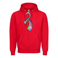 Red metastatic breast cancer ribbon Zipper Hoodie - LillyAllenDesigns