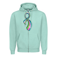 Seafoam metastatic breast cancer ribbon Zipper Hoodie - LillyAllenDesigns