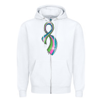 White metastatic breast cancer ribbon Zipper Hoodie - LillyAllenDesigns
