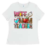 White wife mom teacher Ladies Tee - Zillion Design Studio