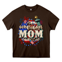 Chocolate Brown American Mom 4th of July Heavy Core Tee - CowGirlArtShop