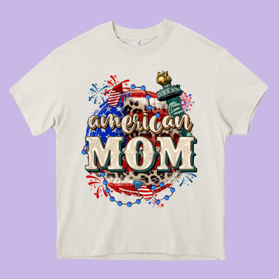 American Mom 4th Of July Heavy Core Tee Designed By Cowgirlartshop