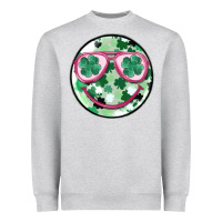 Heather Grey st patrick's smiley Heavyweight Sweatshirt - MaliasSmallBusiness