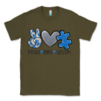 Army Green peace love autism Classic Tee - MaliasSmallBusiness
