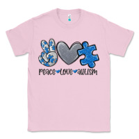 Bubblegum Pink peace love autism Classic Tee - MaliasSmallBusiness