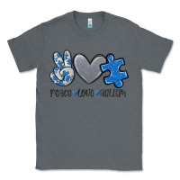 Charcoal Heather peace love autism Classic Tee - MaliasSmallBusiness