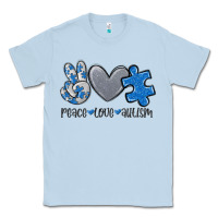 Dusty Blue peace love autism Classic Tee - MaliasSmallBusiness
