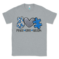 Heather Grey peace love autism Classic Tee - MaliasSmallBusiness