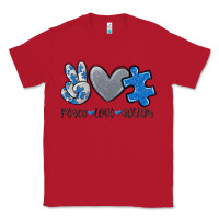 Red peace love autism Classic Tee - MaliasSmallBusiness