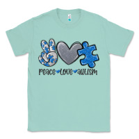 Seafoam peace love autism Classic Tee - MaliasSmallBusiness
