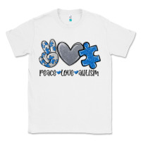 White peace love autism Classic Tee - MaliasSmallBusiness