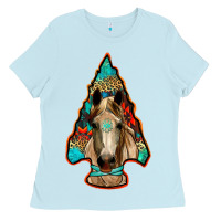 Baby Blue arrowhead horse Ladies Tee - RanaPortraitStore