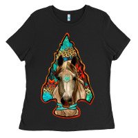 Black arrowhead horse Ladies Tee - RanaPortraitStore