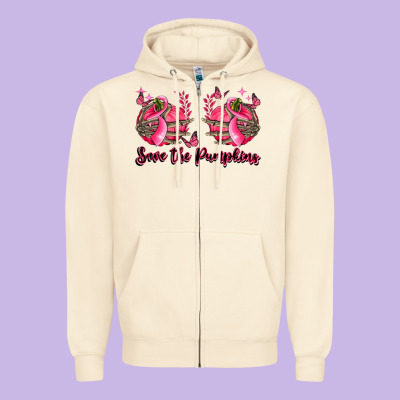 Save The Pumpkins Zipper Hoodie Designed By Lillyallendesigns