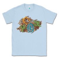 Dusty Blue horseshoe leopard gemstone cactus patch Classic Tee - AdoDesignShop