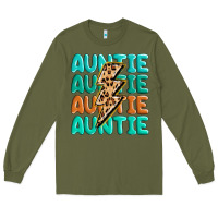 Army Green auntıe with lightning bolt Long Sleeve Tee - MaliasSmallBusiness