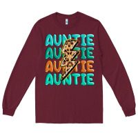 Burgundy auntıe with lightning bolt Long Sleeve Tee - MaliasSmallBusiness