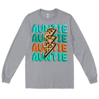 Heather Grey auntıe with lightning bolt Long Sleeve Tee - MaliasSmallBusiness